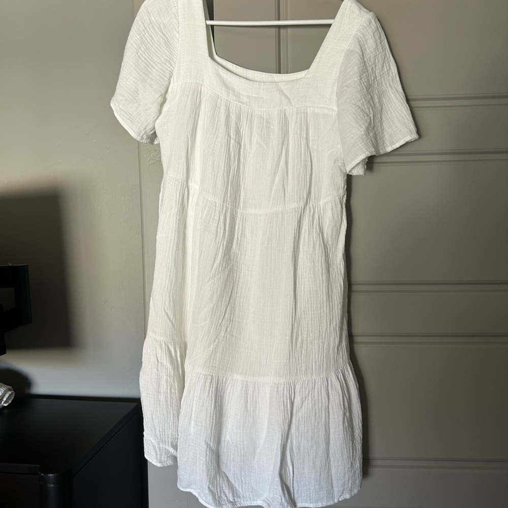 New Rails White Valentina Square-Neck Tiered Minidress M/L
